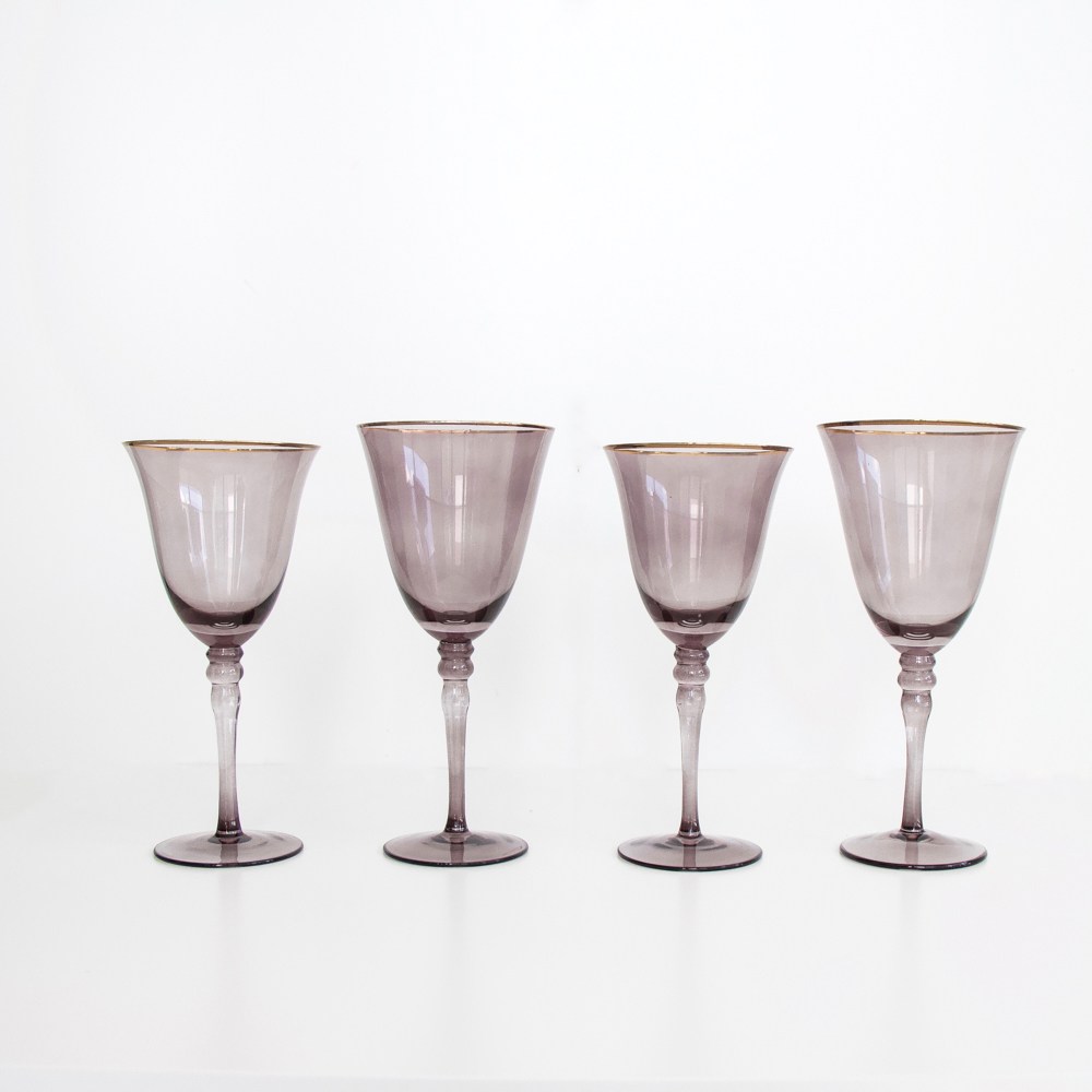 A Table to Love, grey wine and water glassware A Table to Love, grey wine and water glassware for sale or rent